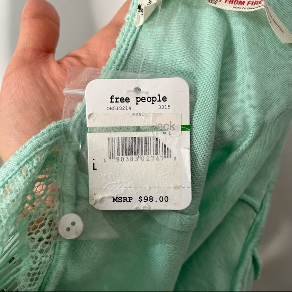NEW! Free People Daydream Mint Bodycon Slip Dress Size L - Picture 12 of 12